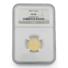 1857-S $2.50 Liberty Head Quarter Eagle NGC Graded AU58 US Gold Coin NR #C828-3