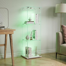 Vetrina in Vetro Con LED, Armadio in Vetro Da Esposizione Con 1 Ante 3 Ripiani E