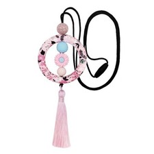 Elastic Silicone Beaded Car Mirror Hanging 21.3inch Pink Small Flower