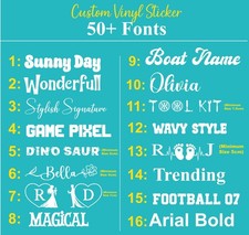Personalised Name Vinyl Sticker Word Text Cut Fancy Font Style Stance Custom