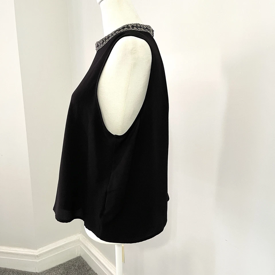 ASTR Top Womens Size Large Embellished Black Sleeveless Keyhole Back Blouse - Image 2 of 4