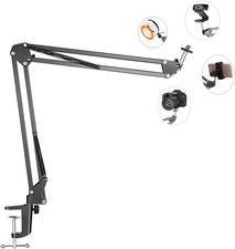 Overhead Tripod Mount for Camera Webcam Ring Light, Flexible over Head Arm for I