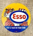 VINTAGE ESSO PUT A TIGER IN YOUR TANK GASOLINE OIL GAS PUMP PORCELAIN AD SIGN