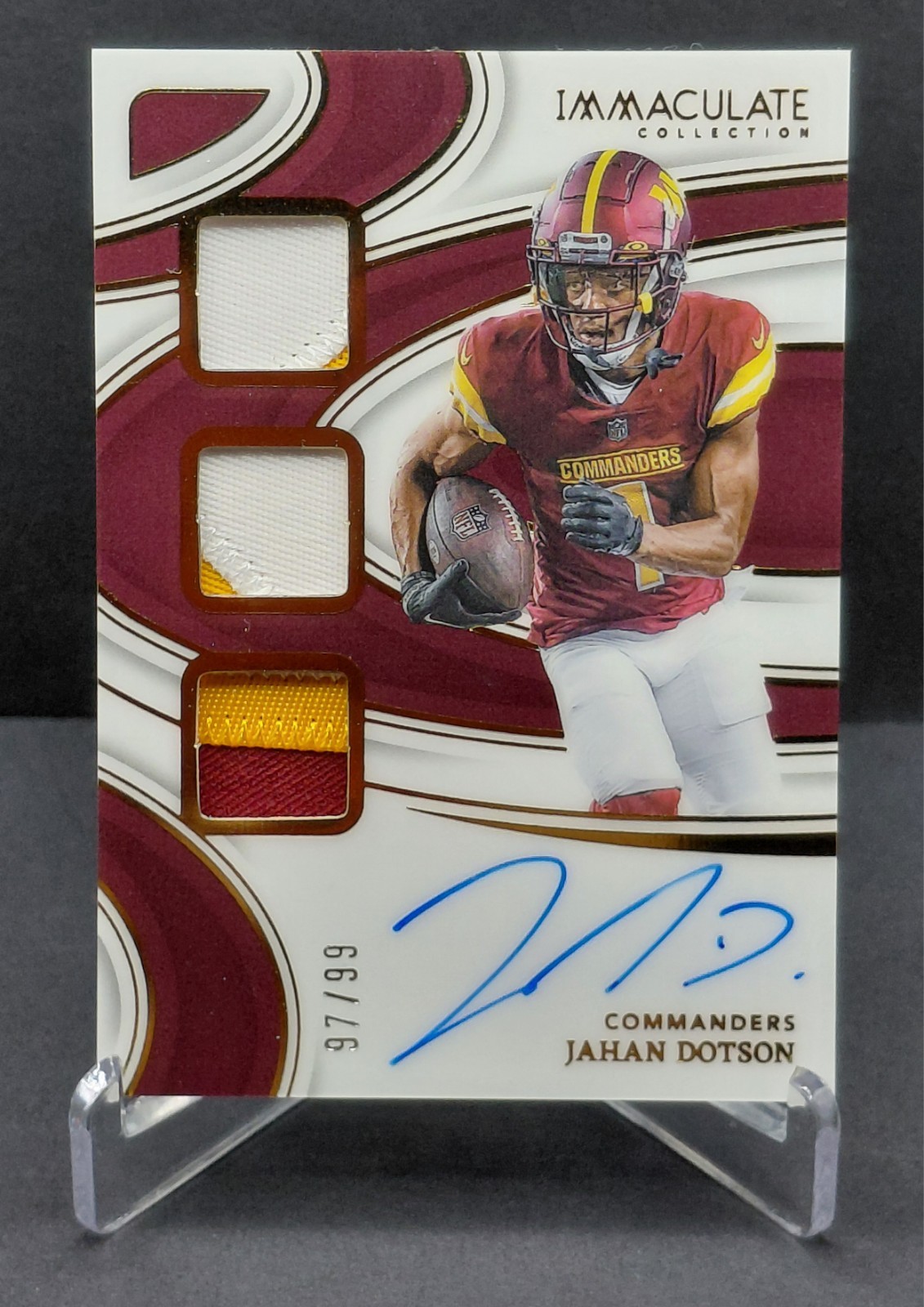 Jahan Dotson-2024 Panini Immaculate Collection #IPCA-JDN- Triple Patch Auto