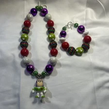 Disney Toy Story Inspired Buzz Lightyear Chunky Bubblegum Necklace & Bracelet