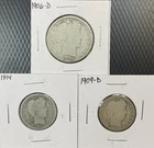 Barber Half Dollar / Quarters Silver Lot of 3 - 90% -