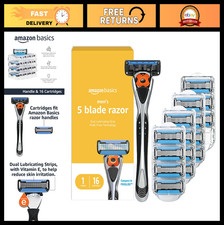 Amazon Basics 5-Blade MotionSphere Men's Razor with Dual Lubrication and Precisi