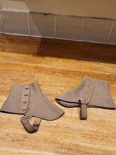 Vintage Military Wool Felt Spats Gaiters Pair Buttoned WW1 WW2 Reenactment