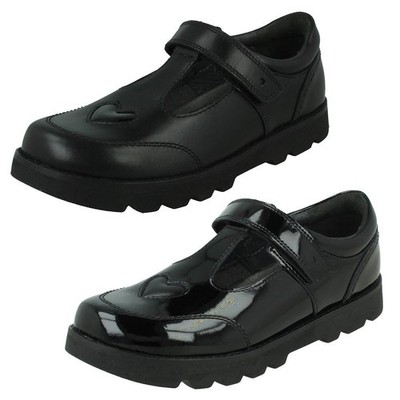 Girls Startrite Formal Leather School Shoes Hook & Loop Heart Detailed 'Locket'