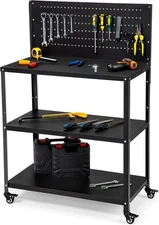 50.4 X 33.4 Inch Workbench,Heavy Duty 200LBS Steel Work Bench with Pegboard and 
