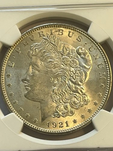 1921 Morgan Silver Dollar NGC MS63 – Nice Golden Toning – Strong Eye Appeal