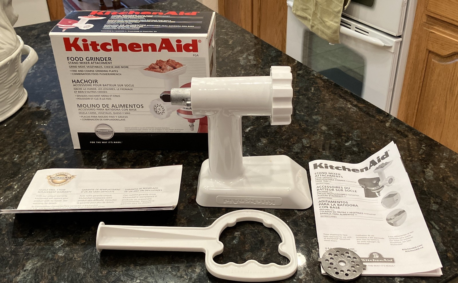 Kitchen Aid FGA Food Grinder Stand Mixer Attachment with Box  and Manual VGC