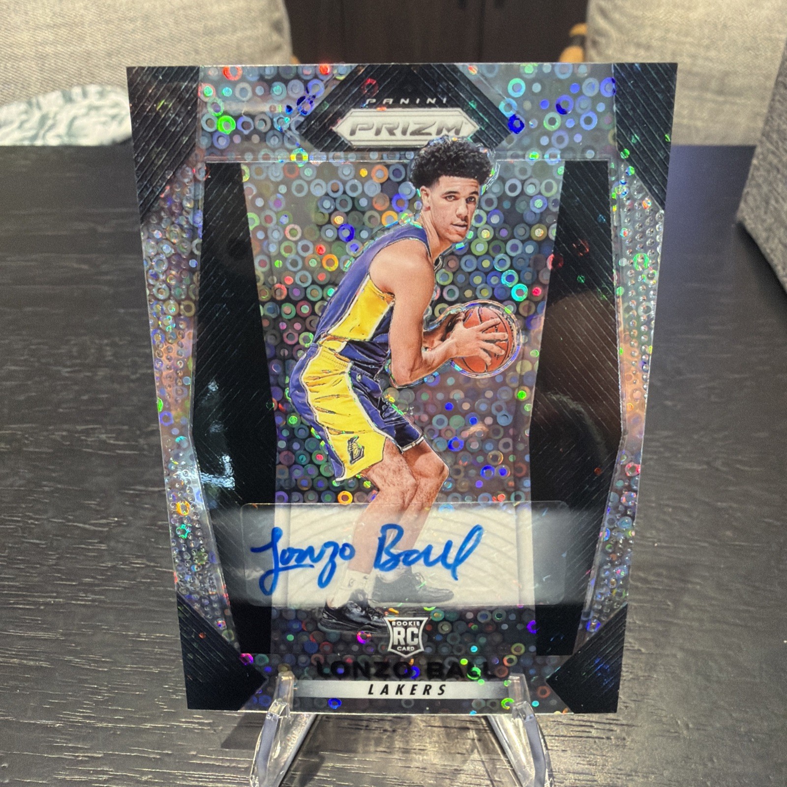 Lonzo Ball 2017-18 Prizm Fast Break Disco Auto Rookie #289 RC Lakers Cavs