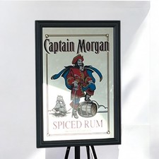 Captain Morgan Rum Style Wooden Framed Large Mirror | Pub Mirror 44cm X 64cm