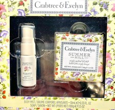 Crabtree Evelyn Summer Hill .33 oz BODY MIST 3.5 oz BAR SOAP Gift Boxed