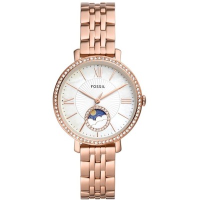 Fossil Women's Watch Jacqueline Sun Moon White MOP Dial Rose Gold Case ES5165