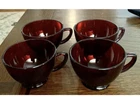 Anchor Hocking Set of 4 Vintage Royal Ruby Red Glass Coffee Tea Punch Cups 4 Oz