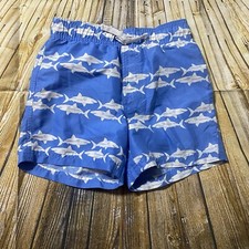 Crown  Ivy Boys Small Blue White Shark Print Swim Trunks