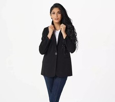 Susan Graver Bonded LK Fusion 1-Button Blazer Women's 3XP - Black