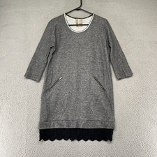 Dolan Dress Womens Small Sweater Lace Trim Gray Zip Pockets Work Casual Mini
