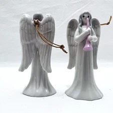 Lot of 11 Flavia Weeden Weedn 1985 Porcelain Angel Trumpet Christmas Ornaments