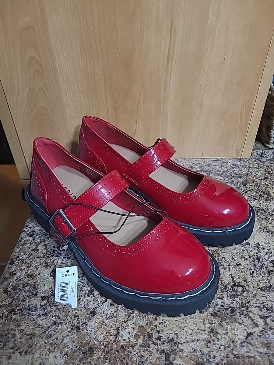 Torrid Red Patent Leather Mary Jane Flats Shoes Size 6.5 WW NEW eBay