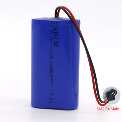 New 2400-6400mAh 3.7v 2P Li-ion Rechargeable Battery Pack with SM 2.54 Male Plug