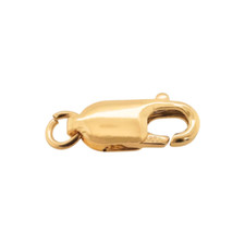 14K Solid Yellow Gold Oval Lobster Clasp with Ring (Length Includes Jump Ring)