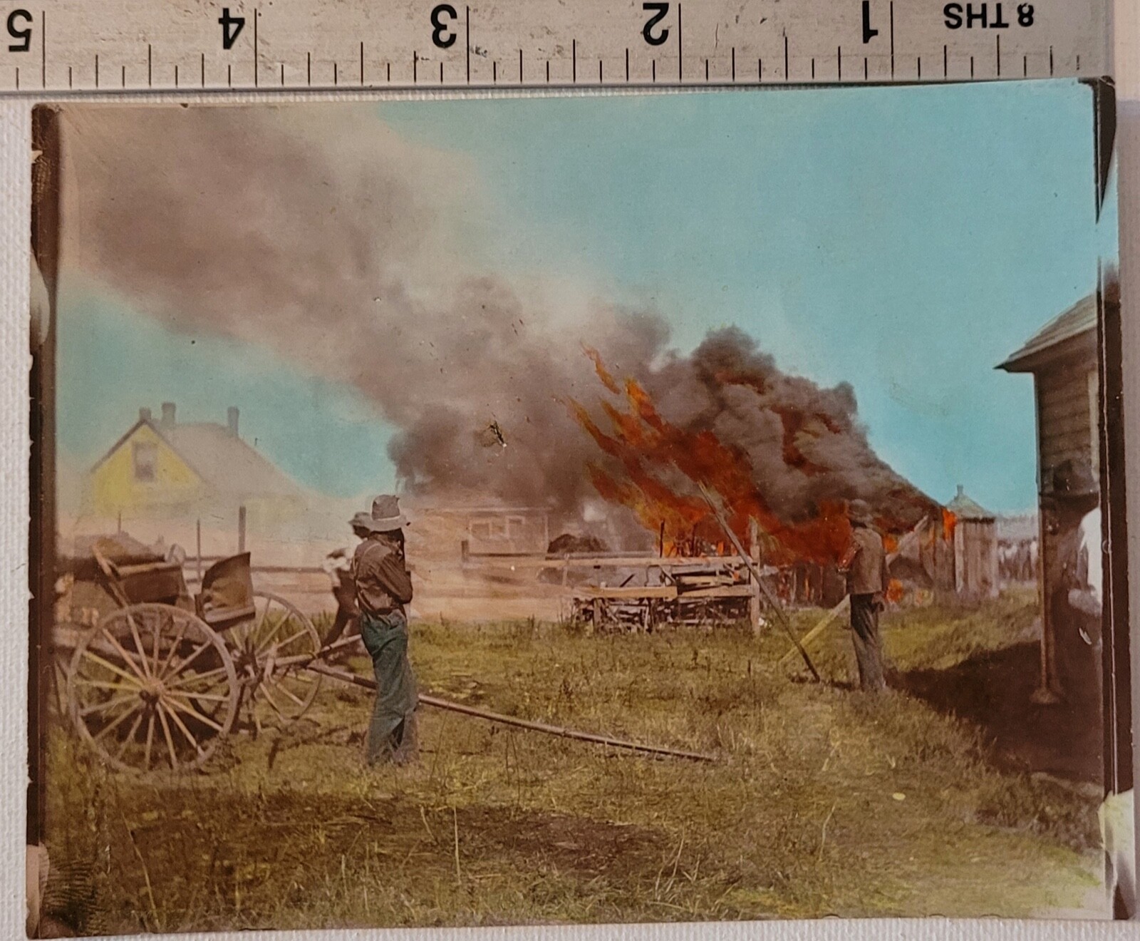 Vintage Photograph Early Oklahoma Fire on the Homestead Lawton Cement