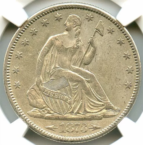 1873-CC Liberty Seated Silver Half Dollar, NGC AU-55 Arrows, Great Looking Coin!