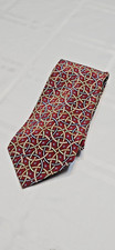 Christian Dior Monsieur Red Circle Pattern 100% Silk Tie Made In USA