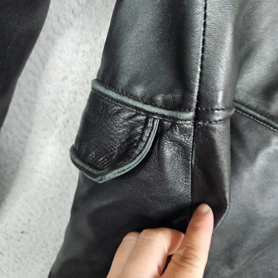 Chaqueta BALLY Negra Abotonada Forrada de Cuero Talla 10 Hecha en ITALIA Foto 4 de 4