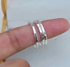 3 Set Of Stacking Silver Ring, 925 Sterling Silver, Dainty Beaded Twist All size