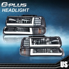 Fit For 99-02 Chevy Silverado00-06 Suburban Tahoe Smoke Lens Led Drl Headlights Fit For 99-02 Chevy Silverado00-06 Suburban Tahoe Smoke Lens Led Drl Headlights