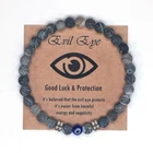 Evil Eye Beaded Bracelet  Natural Tiger Eye Men Women Protection Bracelets Gift