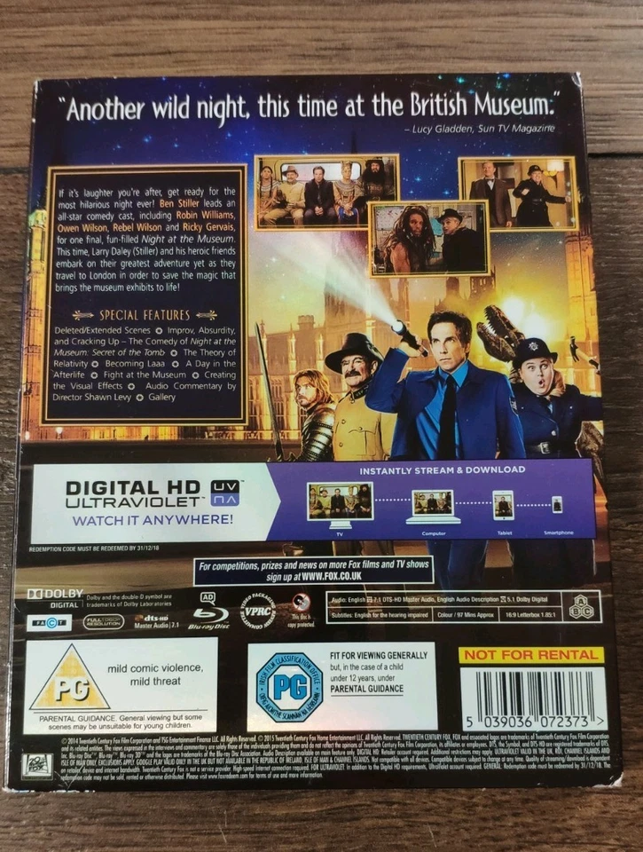 Sale ONLY Slipcover 'Night at the Museum 3 : Secret of the tomb' no blu ray Disc - Image 2 of 3
