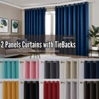 Thermal Blackout Curtains Thick Eyelet Ring Top Curtain Panel Ready Made Pair