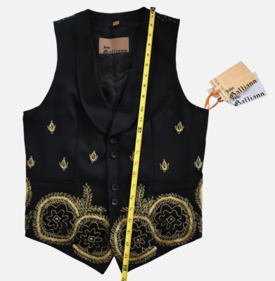 $2900 NEW JOHN GALLIANO Black/Gold MEXICAN PEARL Embroidered Vest  