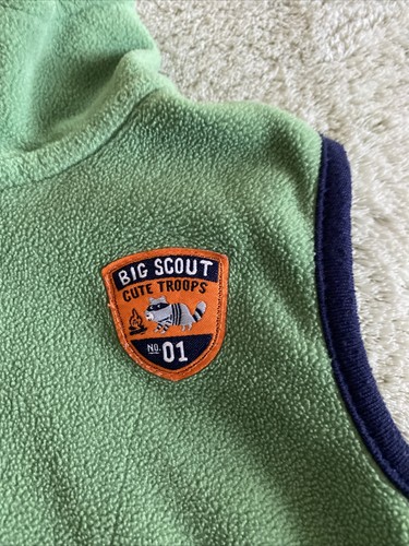 Carters Boys Green Navy Blue Scout Raccoon Fleece Vest 18 Months - Picture 2 of 7