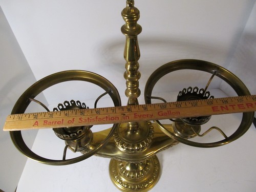 Antike Bronze/Messing Doppel Rot Nagel Glas Harvard Student Elec Lampe - Bild 14 von 24