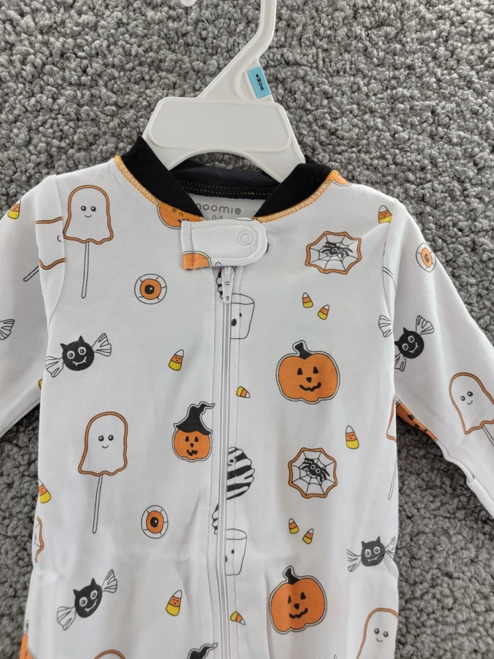 Noomie Halloween Print 2-Piece Bundle Footie Hat Baby Unisex 0-3 White/Multi~ - Изображение 3 из 4