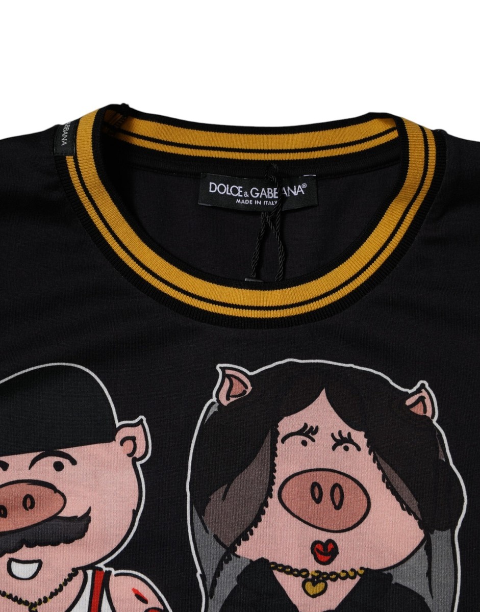 DOLCE & GABBANA T-shirt Black 2019 Year Of The Pig Crew Neck