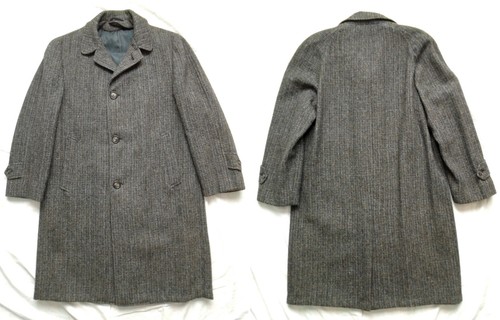 Vintage 70s Harris Tweed Mens 38S* Overcoat Handwoven Scottish Wool - Picture 11 of 11