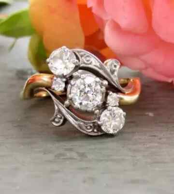 2Ct Round Cut Lab Created Engagement Wedding Ring 14K Two-Tone Gold Plated