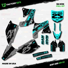 Gray & Cyan Slick Racing Graphics Kit fits 09-12 Kawasaki Kxf250 Sticker Kxf 250