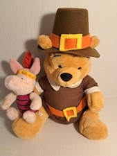 12" THANKSGIVING WINNIE THE POOH PIGLET PILGRIM HOLIDAY STUFFED TOY DISNEY PLUSH