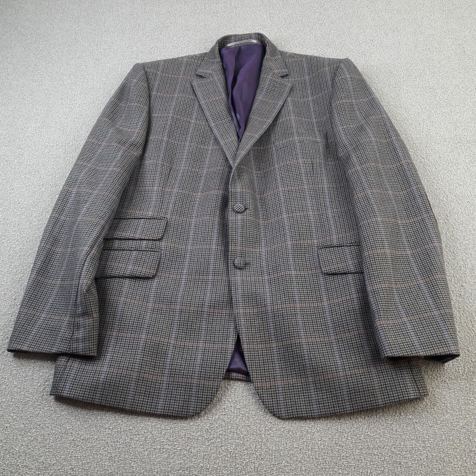 Giacca uomo William Hunt circonferenza petto 44 regular check lana Saville fila blazer adulto