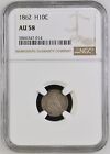 1862 Liberty Seated Half Dime Ngc Au-58