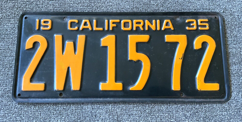 WOW RARE 1935 CALIFORNIA License Plate ALL ORIGINAL PAINT NICE