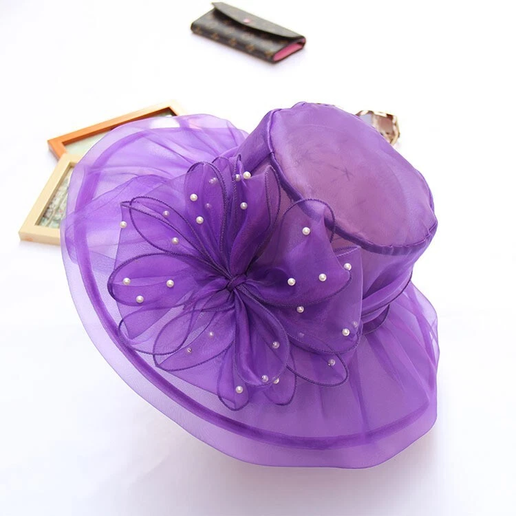 Chapéu feminino viagem floral férias praia verão fascinadores chapéu casamento noiva - Imagem 4 de 4